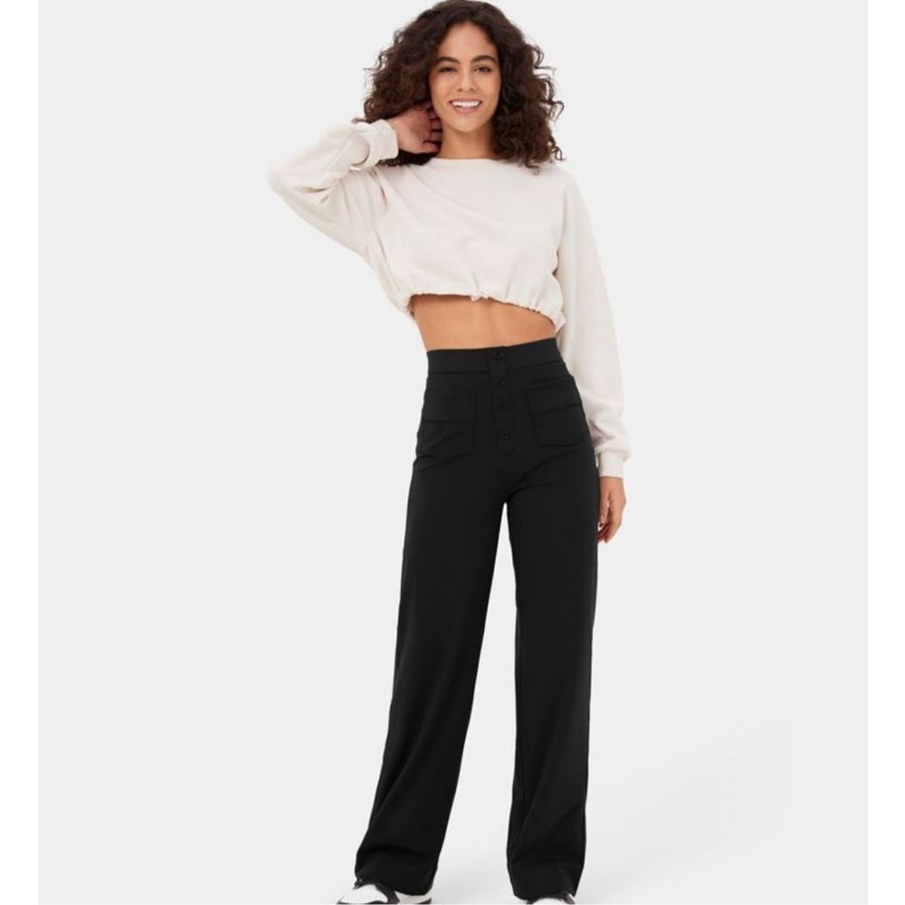 Halara High Waisted Straight Leg Pants Black Size M - Picture 6 of 10